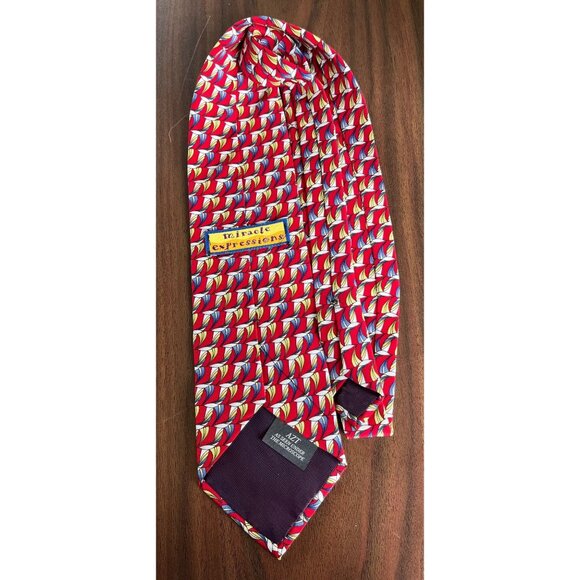 Vintage Stonehenge Miracle Expressions Tie Abstract Birds Red Blue Yellow Geomet - Picture 4 of 7